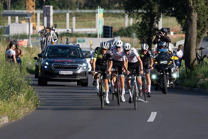 Die Ausreisser mit 3. Platz Benjamin Eckerstorfer (AUT, Team Österreich), Viggo Moore (USA, Lux/CTS p/b Specialized) Etappensieger, 2. Platz Frank Aron Ragilo (EST, Cannibal Team), 1B Etappe Int. "Keine Sorgen" Junioren Rundfahrt UCI Kat. 2.1 MJ