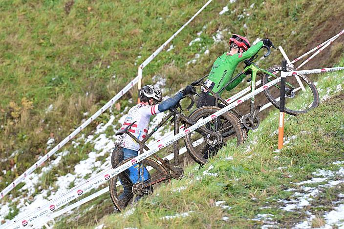 v.l. Daniel Federspiel (AUT, Team Felbermayr Simplon Wels), Sieger Fabian Eder (GER, Heizomat Radteam), Radquerfeldein GP um das Sportzentrum Gunskirchen, Rad Cyclo Cross,