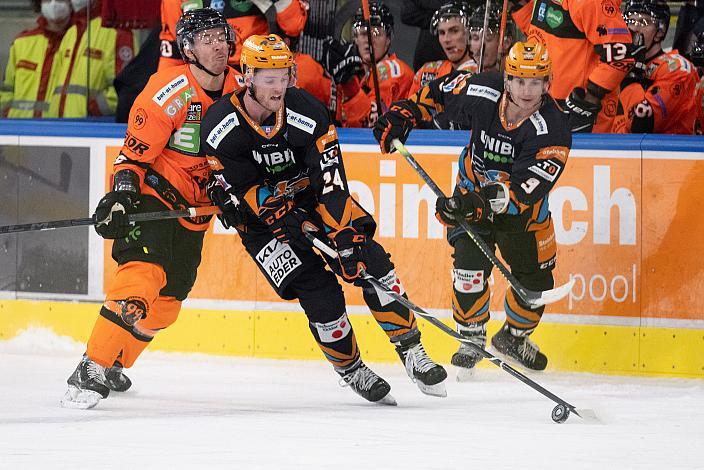 Mike Zalewski (Moser Medical Graz 99ers), Chris Rumble (Steinbach Black Wings Linz), Emilio Romig (Steinbach Black Wings Linz) Steinbach Black Wings Linz vs Moser Medical Graz 99ers, bet-at-home ICE Hockey League
