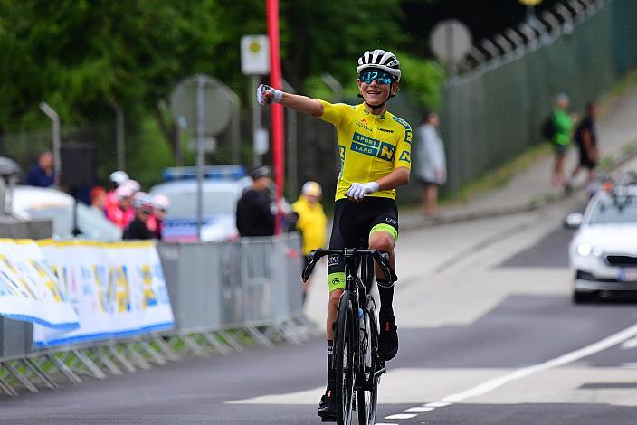 Im Gelben Trikot der Kids Tour Georg Wartlsteiner (AUT, LRV Tirol / OOE), Rad 2 Etappe Sportland NOE Kids Tour