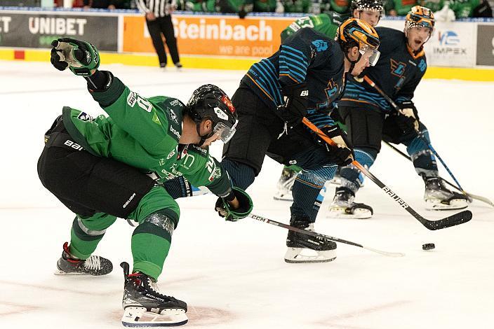 Niklas Bretschneider (Steinbach Black Wings Linz), Mario Mucka (HC Nove Zamky), Testspiel Steinbach Black Wings Linz vs HC Nove Zamky, Linz AG Eisarena, pre season 