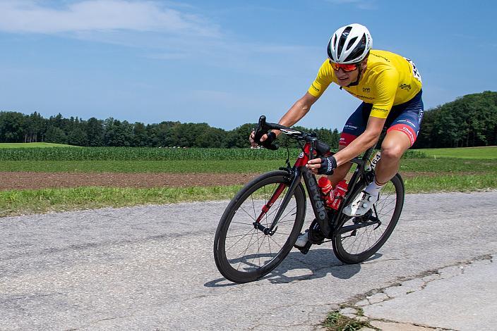 Im Gelben Trikot des Gesamtführenden Alec Segaert (BEL, Gaverzicht Be - Okay) 46. Int. Keine Sorgen,  Junioren Rundfahrt UCI Kat. MJ 2.1, 3. Etappe Bad Wimsbach/Neydharting - Strass im Attergau
