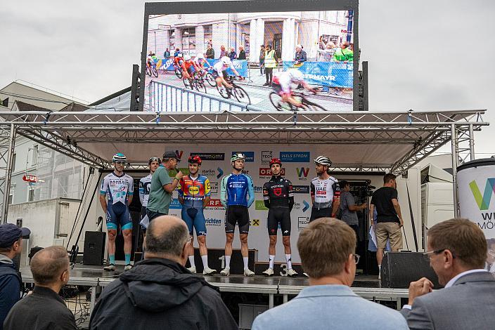 v.l. Rainer Kepplinger (AUT, Bahrain - Victorious), Gregor Mühlberger (AUT, Movistar Team), Patrick Konrad (AUT, Lidl-Trek), Felix Gall (AUT, Decathlon AG2R La Mondiale Team), Marco Brenner (GER, Tudor Pro Cycling Team) Marco Haller (AUT, Tudor Pro Cycling Team)Herrenrennen, Kriterium Wels,