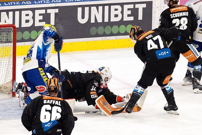Robert Sabolic (EC iDM Wärmepumpen VSV), Tormann Rasmus Tirronen (Steinbach Black Wings Linz), Simon Despres (EC iDM Wärmepumpen VSV) Steinbach Black Wings Linz vs EC iDM Wärmepumpen VSV, 1. Runde, Steinbach Black Wings Linz, Linz AG Eisarena 
