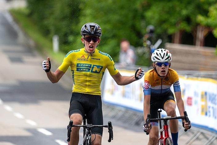 Gesamtsieger im gelben Trikot Marc Hierschläger (AUT, LRV OÖ - Wien) Amstetten. 3. Etappe Sportland NOE WOMENS  KIDS Tour