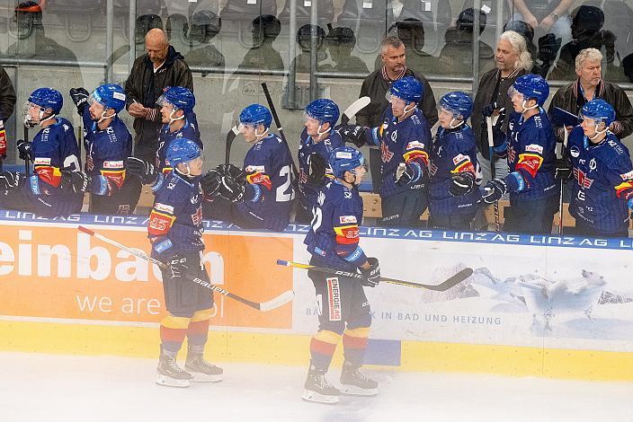 Budweis feiert das 1 zu 0 Steinbach Black Wings Linz vs Motor Ceske Budejovice, Win2day ICE Hockey League