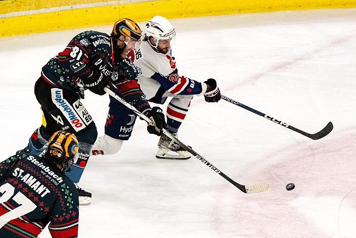 Sean Collins (Steinbach Black Wings Linz), Daniel Leavens (Hydro Fehervar AV 19)Steinbach Black Wings Linz vs Hydro Fehervar AV19, Weihnachtstrikot ICE Eishockey Liga, Linz AG Eisarena