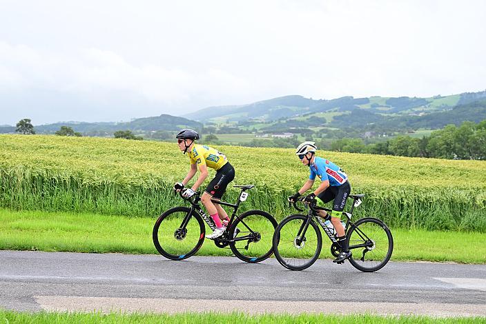 Im gelben Trikot Marc Hierschläger (AUT, LRV OÖ - Wien), Georg Wartlsteiner (AUT, LRV Tirol)  Amstetten. 3. Etappe Sportland NOE WOMENS  KIDS Tour