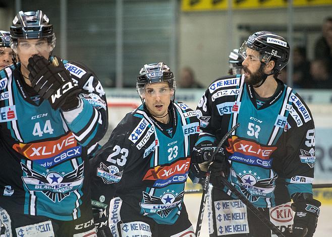 Fabio Hofer (EHC Liwest Black Wings Linz) und Sebastien Piche (EHC Liwest Black Wings Linz) EHC Liwest Black Wings Linz vs KHL Medvescak Zagreb, Platzierungsrunde