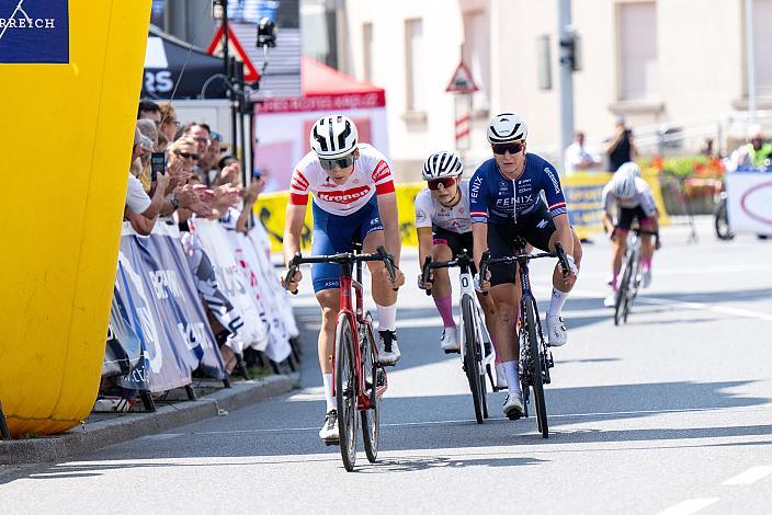 Siegerin im Führungstrikot der Cycling League Petra Zsanko (HUN, Arbö Rapso Knittelfeld), 2. Platz Carina Schrempf (AUT, Fenix-Deceuninck), 3. Platz Elisa Winter (AUT, Union Raiffeisen Radteam Tirol)  52. Erlauftaler Radsporttage Damen, Road Cycling League Austria