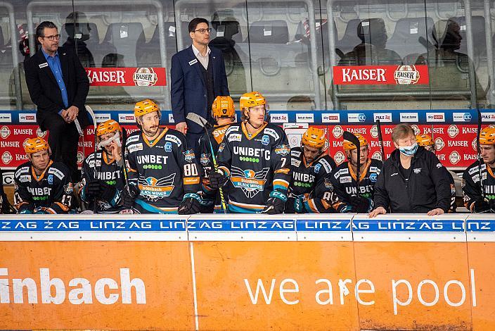 Die Bank der Linzer Steinbach Black Wings 1992 Linz vs Spusu Vienna Capitals, Eishockey, Bet at Home ICE Hockey League