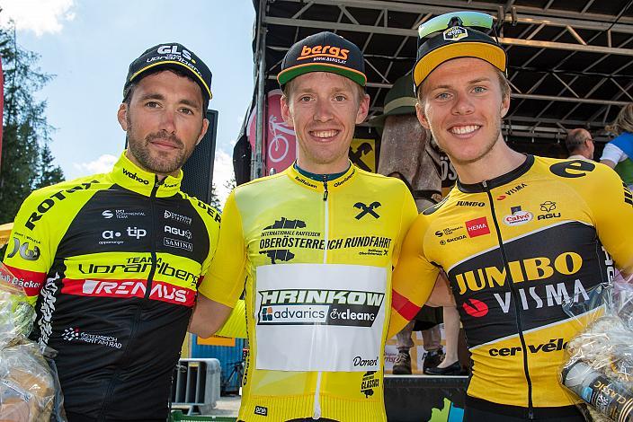 Siegerpodest Gesamt, 2. Platz Alexis Guerin (FRA, Team Vorarlberg), Sieger Rainer Kepplinger (AUT, Hrinkow Advarics), 3. Platz Johannes Staune-Mittet (NOR, Team Jumbo-Visma)  St.Florian, Asten - Resort Hinterstoder, Höss, Int. Raiffeisen Oberösterreich Rundfahrt UCI Kat. 2.2