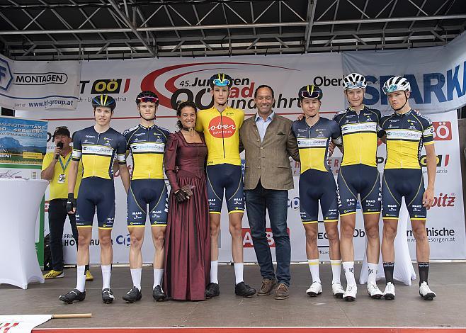 Start in Bad Wimsbach mit Roel van Sintmaartensdijk (NED, Willebrord Wil Vooruit) 3. Etappe Bad Wimsbach - Gmundner Berg, OberÃ¶sterreich Junioren Rundfahrt