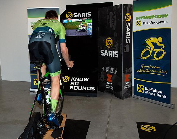 Stefan Kolb (AUT, Hrinkow Advarics Cycleang Team) trainiert auf dem Saris Smarttrainer, Herren Elite, UCI Continental, Raiffeisen Hrinkow Bike Akademie