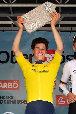 Im Gelben Trikot des Gesamtsiegers Alec Segaert (BEL, Gaverzicht Be - Okay) 46. Int. Keine Sorgen,  Junioren Rundfahrt UCI Kat. MJ 2.1, 3. Etappe Bad Wimsbach/Neydharting - Strass im Attergau