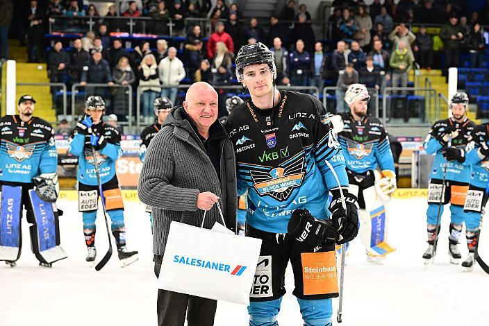 Spieler des Abends Graham Knott (Steinbach Black Wings Linz) 41. Runde ICE, Steinbach Black Wings Linz vs EC KAC, Linz AG Eisarena 