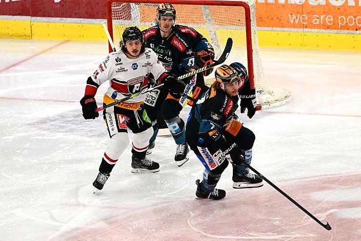 Michael Pastujov (Bemer Pioneers Vorarlberg), Logan Roe (Steinbach Black Wings Linz), Brian Lebler (Steinbach Black Wings Linz) Steinbach Black Wings Linz vs Bemer Pioneers Vorarlberg, Linz AG Eisarena 