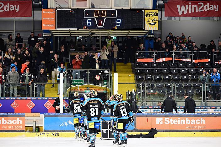 Endstand 6  zu 9, Win2Day ICE Hockey League,  1. Viertelfinale, Steinbach Black Wings Linz vs Moser Medical Graz 99ers,  Linz AG Eisarena