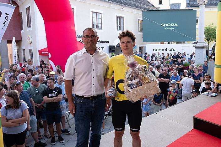 Im Gelben Trikot des Gesamtführenden Luis Grupp (GER, Team Deutschland) 2. Etappe Sarleinsbach - Sarleinsbach, Int. Oberösterreichische Versicherung OÖ Junioren Oberösterreich Rundfahrt