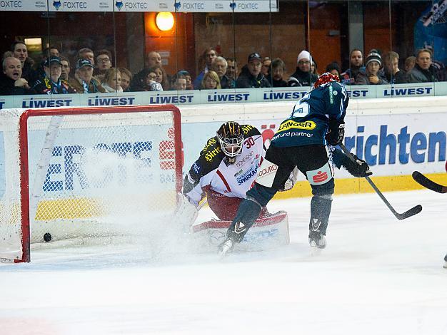 Matthias Iberer, Linz scort gegen Tormann Rene Swette, KAC, EHC Liwest Black Wings Linz vs EC KAC