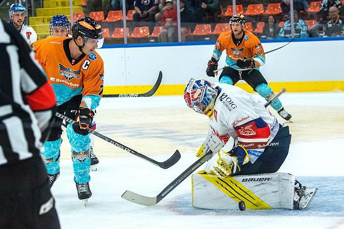 Brian Lebler (Steinbach Black Wings Linz), Tormann Jan Strmen (Motor Ceske Budejovice) Steinbach Black Wings Linz  vs HC Motor Cesky Budejovice Test