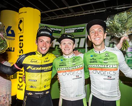 v.l. 2. Platz Wolfgang Krenn, Bike Team Kaiser, Sieger 1. Platz Dominik Hrinkow (AUT, Hrinkow Advarics Cycleang Team), 3. Platz Josef Benetseder (AUT, Hrinkow Advarics Cycleang Team)