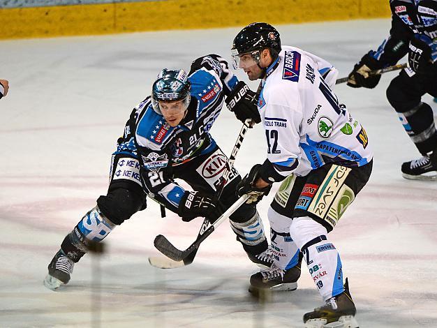 #21 Philipp Lukas, Linz und #42 Marton Vas, Szekesfehervar, EHC Liwest Black Wings Linz vs SAPA Fehervar AV19