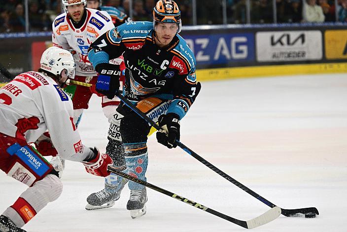 Brian Lebler (Steinbach Black Wings Linz), David Maier (EC KAC) Semifinale 4, Win2Day ICE Hockey League, 4. Semifinale, Steinbach Black Wings Linz vs EC KAC,  Linz AG Eisarena 