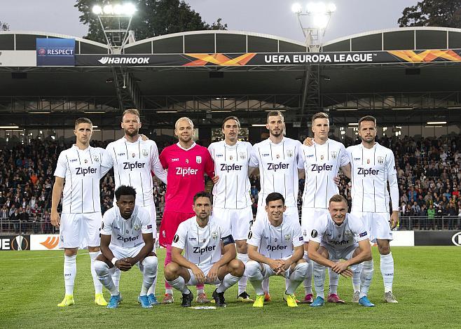 2. Reihe v.l. Reinhold Ranftl, Joao Klauss de Mello, Tormann Alexander Schlager, Markus Wostry, Petar Filipovic, Philipp Wiesinger, Rene Renner, 1. Reihe v.l. Samuel Tetteh, James Holland, Peter Michorll, Thomas Goiginger (LASK)