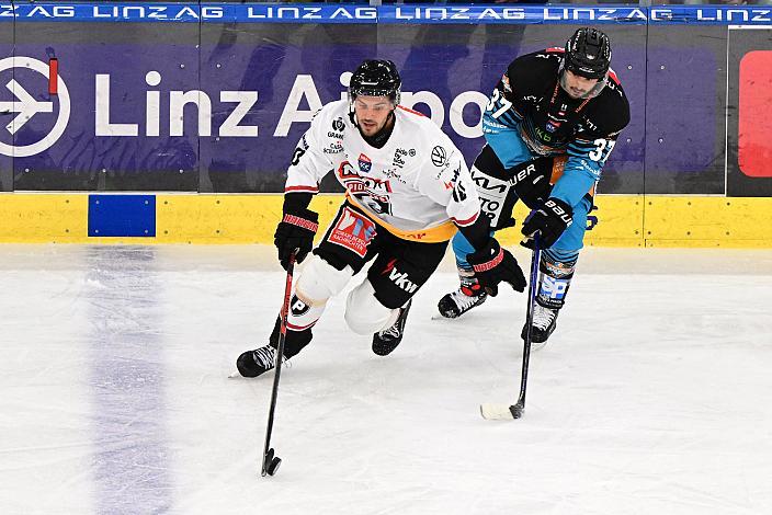 Roni Allen (Pioneers Vorarlberg), Andreas Kristler (Steinbach Black Wings Linz), 1. Runde ICE, Steinbach Black Wings Linz vs Pioneers Vorarlberg , Linz AG Eisarena 