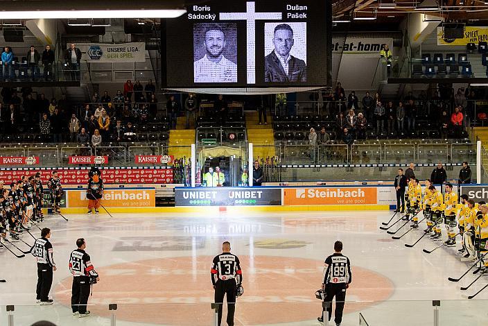 Gedenken an den Spieler der Bratislava Capitals Boris Sadecky  und Manager Dusan Pasek, Steinbach Black Wings Linz vs HC Pustertal Wölfe, bet-at-home ICE Hockey League