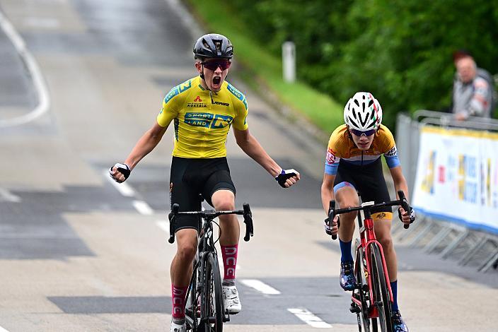 Gesamtsieger im gelben Trikot Marc Hierschläger (AUT, LRV OÖ - Wien) Amstetten. 3. Etappe Sportland NOE WOMENS  KIDS Tour