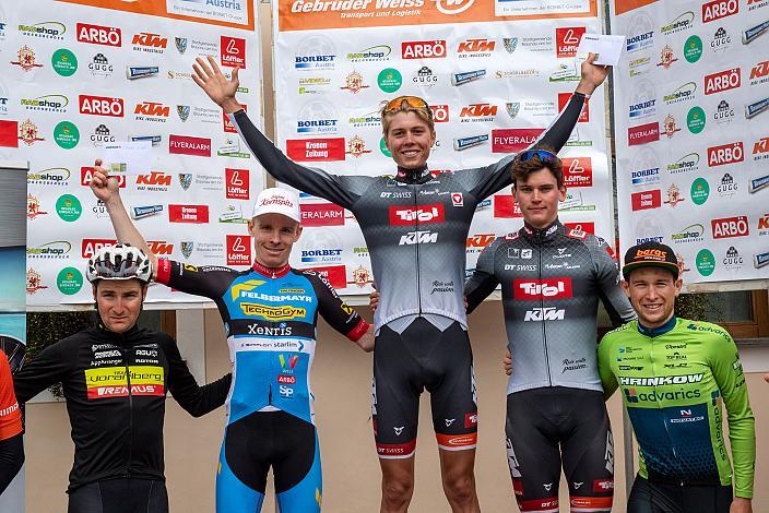 Podest v.l. 5. Roland Thalmann (SUI, Team Vorarlberg), 2. Platz Daniel Lehner (AUT, Team Felbermayr Simplon Wels), Sieger Logan McLain (USA, Tirol KTM Cycling Team), 3. Platz Felix Engelhardt (GER, Tirol KTM Cycling Team), 4. Platz Timon Loderer (GER, Hrinkow Advarics Cycleang), Ranshofen, 22. Braunauer Radsporttage, ÖRV RadLiga, Radsport, Radliga, ÖRV, Herren Elite, 
