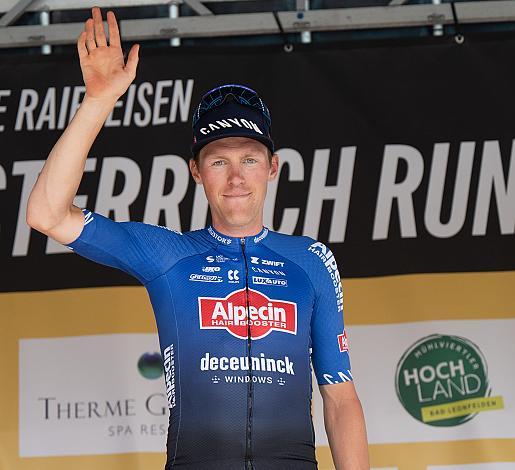 Etappensieger und im Gelben Trikot des Gesamtführenden Timo Kielich (BEL, Alpecin-Deceuninck Development Team),  1. Etappe Eferding - Geinberg, Int. Raiffeisen Oberösterreich Rundfahrt UCI Kat. 2.2