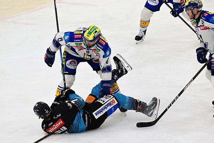 Brian Lebler (Steinbach Black Wings Linz), Maximilian Rebernig (EC iDM Wärmepumpen VSV), Spiel 2 Pre-Playoffs,  ICE, Steinbach Black Wings Linz vs EC iDM Wärmepumpen VSV, Linz AG Eisarena 