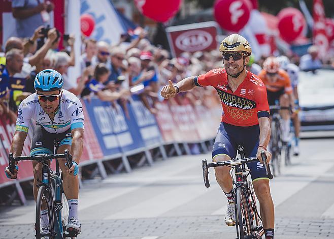 Etappen und Punktewertungsieger Giovanni Visconti (ITA, Bahrain Merida Pro Cycling Team) im Punktetrikot Alexey Lutsenko (KAZ, Astana Pro Team), 8. Etappe Scheibbs - Wels 70. Ã–sterreich Rundfahrt 