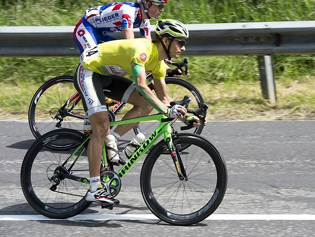 Florian Bissinger, GER, Team Vorarlberg im gelben Trikot des Gesamtfuehrenden, 2. Etappe, Linz - Aigen/Schlaegl