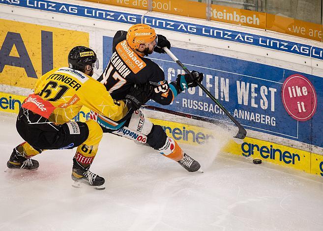 Patrik Kittinger (spusu Vienna Capitals), Charles-David Beaudoin (Steinbach Black Wings 1992)  Black Wings Linz vs spusu Vienna Capitals , Eishockey, Bet at Home ICE Hockey League