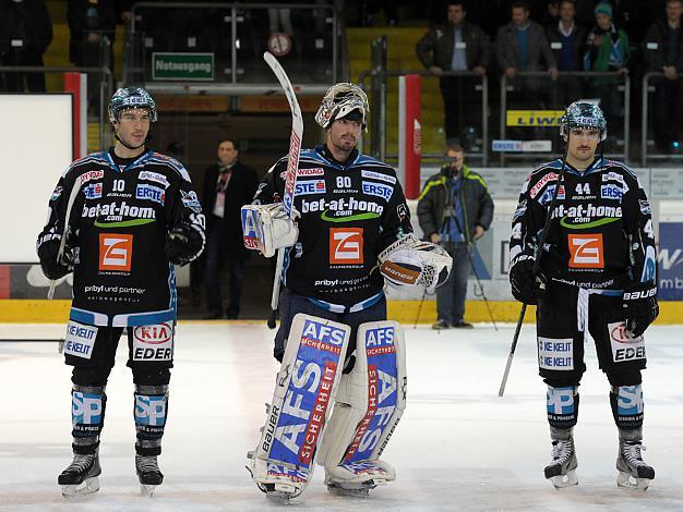Marc-Andre Dorion, David LeNeveu, Fabian Scholz, Linz, EHC Liwest Black Wings Linz vs Dornbirner EC