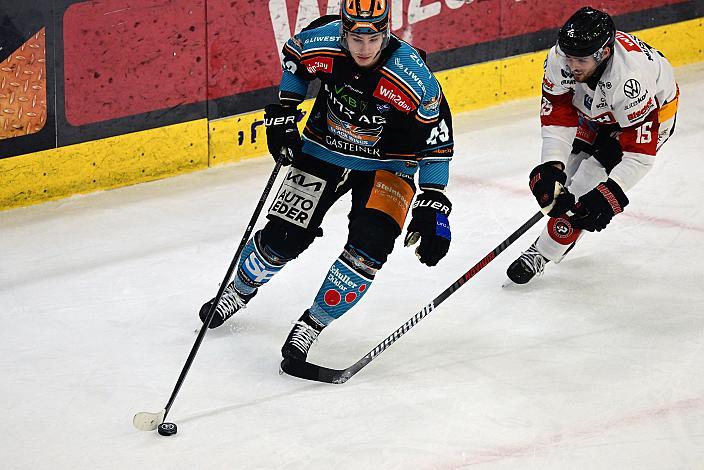 Graham Knott (Steinbach Black Wings Linz), Mark Mußbacher (Bemer Pioneers Vorarlberg)  Win2Day ICE Hockey League,  Steinbach Black Wings Linz vs Pioneers Vorarlberg,  Linz AG Eisarena 