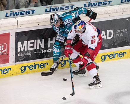 Stefan Gaffal (EHC Liwest Black Wings Linz) und Florian Baltram (EC Red Bull Salzburg), EHC Liwest Black Wings Linz vs EC Red Bull Salzburg