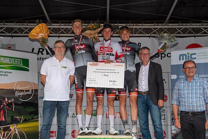 liga Podest U23,  2. Platz Logan McLain (USA, Tirol KTM Cycling Team), Sieger Felix Engelhardt (GER, Tirol KTM Cycling Team), 3. Emanuel Zangerle (AUT, Tirol KTM Cycling Team) Mühlviertler Hügelwelt Classic, Strassenrennen Königswiesen, Radsport