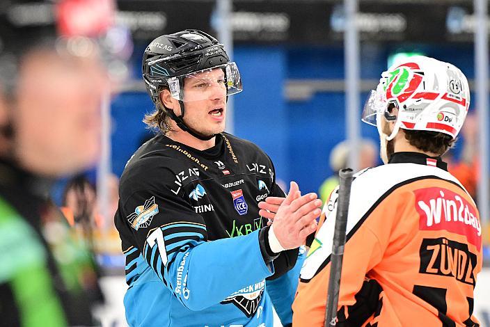 Brian Lebler (Steinbach Black Wings Linz), Kilian Zündel (Moser Medical Graz 99ers), 52. Runde ICE, Steinbach Black Wings Linz vs Graz 99ers, Linz AG Eisarena 