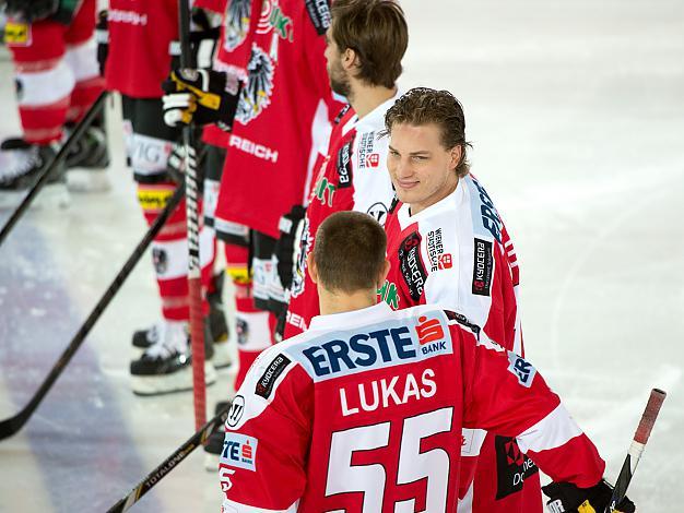 Brian Lebler und Robert Lukas, AUT, Oesterreich vs Slowenien, IIHF Euro Hockey Challenge