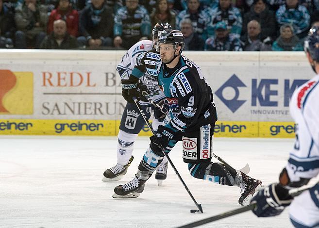 Rick Schofield (EHC Liwest Black Wings Linz) erzielt den Ausgleich zum 3 zu 3 EHC Liwest Black Wings Linz vs Fehervar AV 19