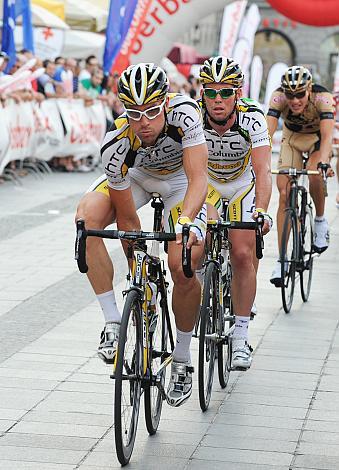 Bernhard Eisel vor Mark Cavendish beide Team Columbia