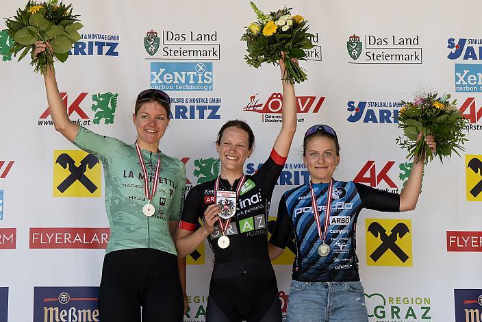 Podest Damen U23, 2. Platz Marlene Brandmair (AUT, La Musette Radunion), Siegerin Sarah Bärnthaler (AUT, Team Cookina ARBÖ ASKÖ Graz RLM Stmk), 3 Platz Lisa Fernbach (AUT, RC ARBÖ SK Voest),  Frauen Elite, U23, Österreichische Meisterschaft Strasse, ÖSTM Gratwein-Straßengel