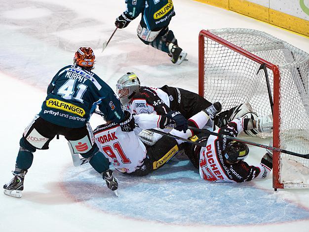 Curtis Murphy, Linz im Angriff vor Sasu Hovi, Znaim, EHC Liwest Black Wings Linz vs HC Orli Znojmo