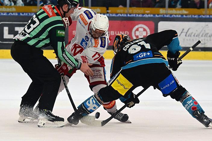 Nick Pastujov (EC KAC), Sean Collins (Steinbach Black Wings Linz) Semifinale 4, Win2Day ICE Hockey League, 4. Semifinale, Steinbach Black Wings Linz vs EC KAC,  Linz AG Eisarena 