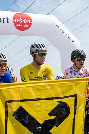 Daan Soete (BEL, Team De Stoempersclub Leuven) im Gelben Raiffeisen Trikot des Gesamtführenden, 1. Etappe Wels - Maria Schmolln, Int. Raiffeisen Oberösterreich Rundfahrt UCI Kat. 2.2